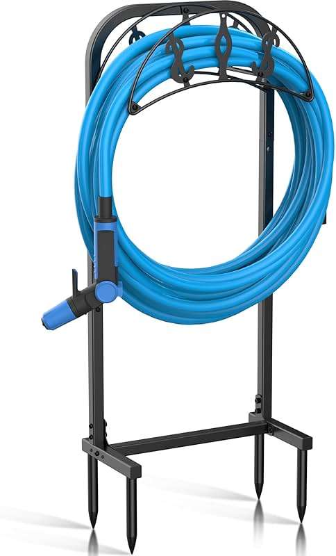 Kesito Garden Hose Holder, Water Hose Holder with 4 Spikes, Hose Reel Holds 150ft Hose, Freestanding, Heavy Duty Hose Stand Hose Hanger Hose Storage Hose Organizer for Outside Lawn Yard - Image 8