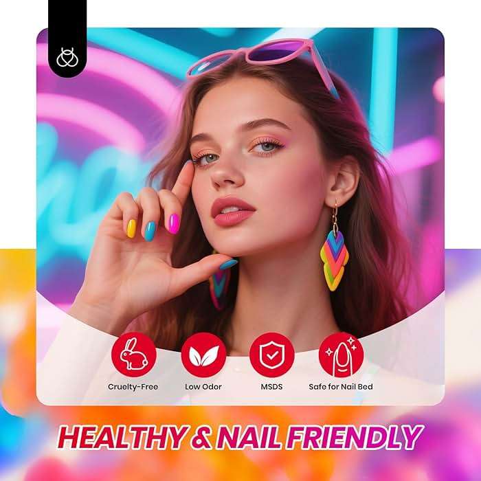 Beetles Neon Gel Nail Polish Set - 6 Colors Summer Jelly Gel Nail Polish Kit Hot Pink Red Blue Yellow Green Sheer Transparent Effect French Nail Art Tropical Glow Series Manicure Gift for Women - Image 6