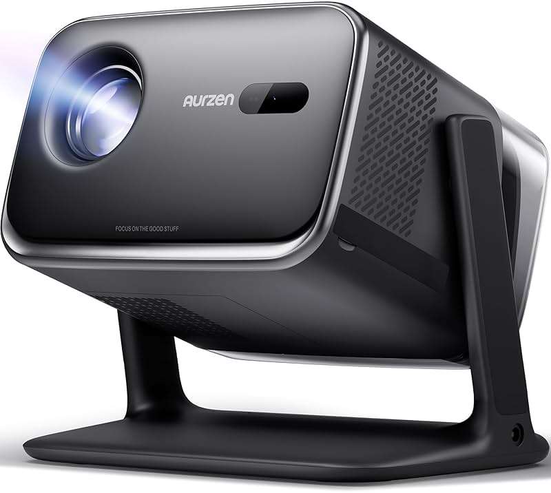 Aurzen BOOM mini Google TV Smart Projector with WiFi and Bluetooth, Voice Control, Family Mode, 20W Dolby Audio, Real-Time Focus,4K Supported Movie Projector for Bedroom/Home/Outdoor Live Sports,Black - Image 1
