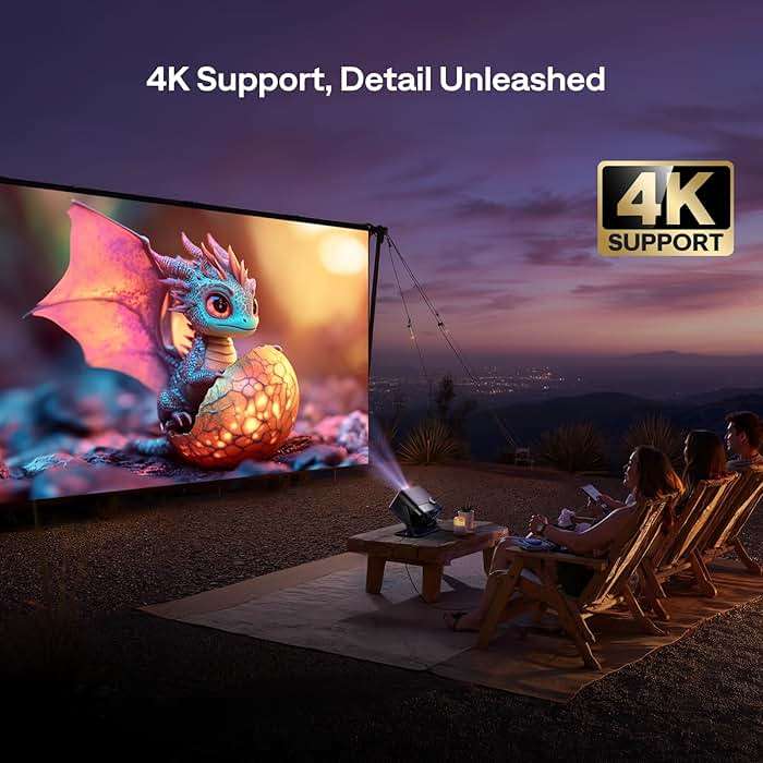 Aurzen BOOM mini Google TV Smart Projector with WiFi and Bluetooth, Voice Control, Family Mode, 20W Dolby Audio, Real-Time Focus,4K Supported Movie Projector for Bedroom/Home/Outdoor Live Sports,Black - Image 3