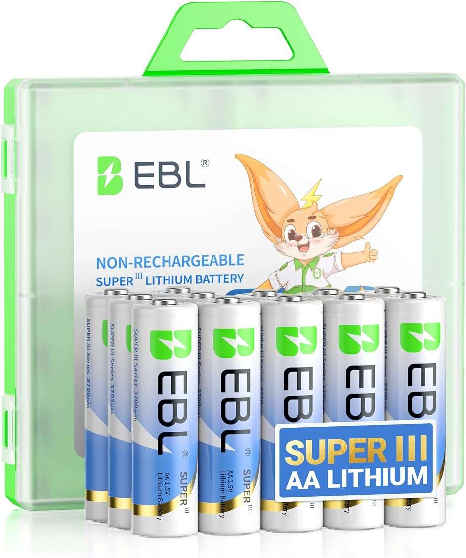 EBL AA Lithium Batteries 3700mAh, 1.5V Longest Lasting Double A Battery Upgraded Super Ⅲ Lithium AA Batteries for 1.5V Devices, Blink Camera, Doorbell, 12 Pack Non-Rechargeable - Image 1