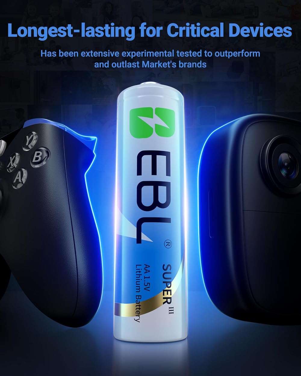 EBL AA Lithium Batteries 3700mAh, 1.5V Longest Lasting Double A Battery Upgraded Super Ⅲ Lithium AA Batteries for 1.5V Devices, Blink Camera, Doorbell, 12 Pack Non-Rechargeable - Image 7