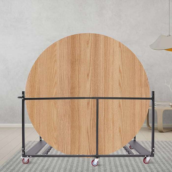 Folding Table Chair, Cart Rolling Storage Rack for Folding Table and Round, Heavy Duty Table Trolley for Storage Capacity 8 to 10 60-inch Round Tables for Hotels, Banquet Halls and Weddings - Image 6