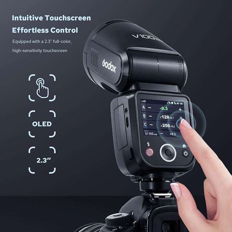 Godox V100 V100-C USA Version Flash for Canon, 100Ws Touchscreen Speedlite, Detachable Sub Flash, USB-C Charge Battery, 2.4G Wireless 1/8000 HSS TTL, GODOX V100 C V100C V100-CU Camera Flash Speedlight - Image 3