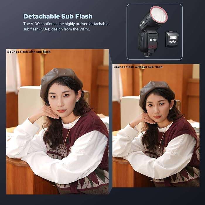 Godox V100 V100-C USA Version Flash for Canon, 100Ws Touchscreen Speedlite, Detachable Sub Flash, USB-C Charge Battery, 2.4G Wireless 1/8000 HSS TTL, GODOX V100 C V100C V100-CU Camera Flash Speedlight - Image 5