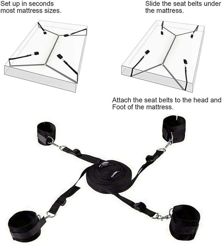 King Size Sexy Bed Frame Bed Restraints Sex Adults Bondaged King Size Bed Straps for Adult Play King Mattress Ankle and Wrist Restraints Sex Set Bondaged Restraints Sex Full Size Bed BDSM Sweater - Image 2