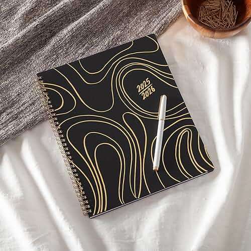 Blue Sky Idlewild 2025-2026 Weekly and Monthly Academic Year Planner Calendar, July 2025 - June 2026, 8.5" x 11", Flexible Cover, Wirebound, Laminated Tabs, Storage Pocket, Black Swirl - Image 2