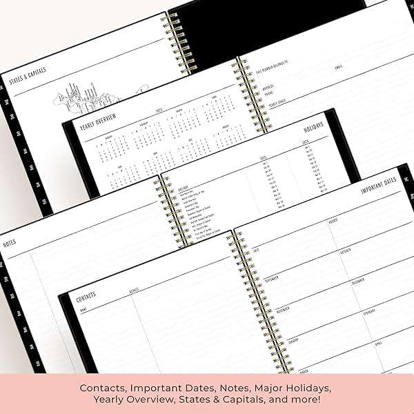 Blue Sky Idlewild 2025-2026 Weekly and Monthly Academic Year Planner Calendar, July 2025 - June 2026, 8.5" x 11", Flexible Cover, Wirebound, Laminated Tabs, Storage Pocket, Black Swirl - Image 7