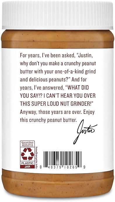 Justin's Crunchy Classic Peanut Butter 16oz. Jar, Gluten Free, Non-GMO, Responsibly Sourced - Image 3