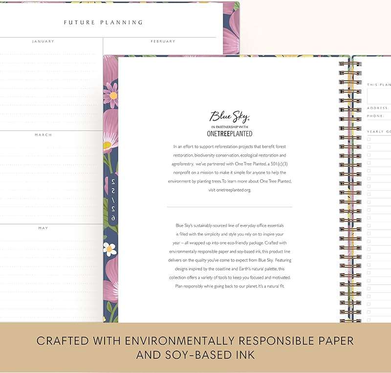 Blue Sky Sustainability 2025-2026 Weekly and Monthly Academic Year Planner Calendar, July 2025 - June 2026, 8.5" x 11", Flexible Cover From Recycled Plastic, Wirebound, Laminated Tabs, Storage Pocket, Gail - Image 5