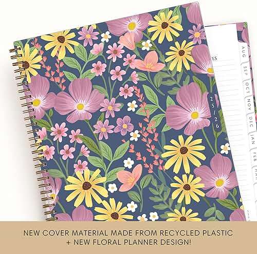 Blue Sky Sustainability 2025-2026 Weekly and Monthly Academic Year Planner Calendar, July 2025 - June 2026, 8.5" x 11", Flexible Cover From Recycled Plastic, Wirebound, Laminated Tabs, Storage Pocket, Gail - Image 6