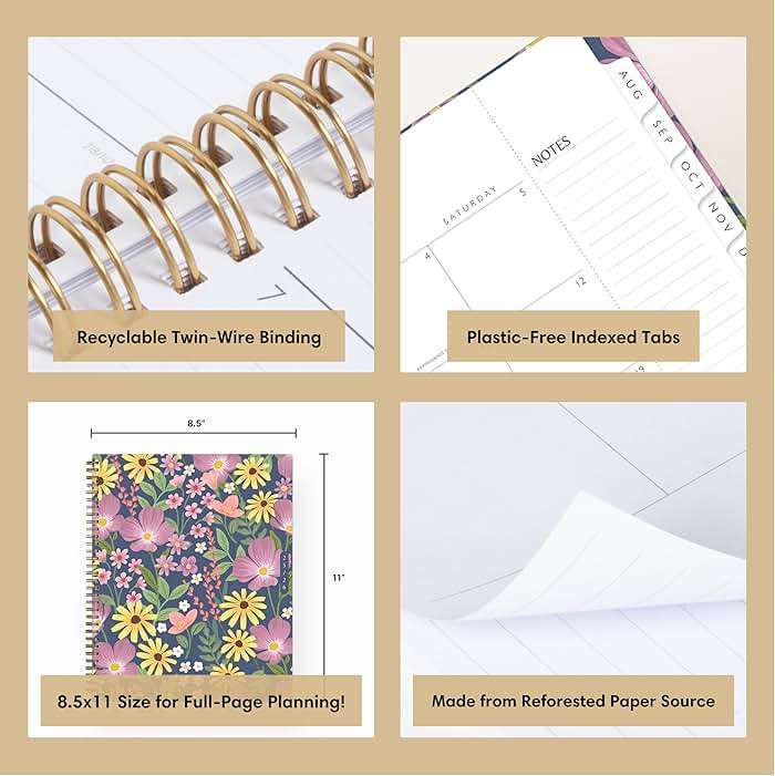 Blue Sky Sustainability 2025-2026 Weekly and Monthly Academic Year Planner Calendar, July 2025 - June 2026, 8.5" x 11", Flexible Cover From Recycled Plastic, Wirebound, Laminated Tabs, Storage Pocket, Gail - Image 7