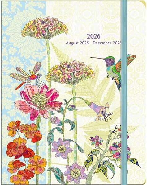 WSBL Ladybird 2026 Monthly Planner – 17-Month Format (Aug 2025-Dec 2026) with Elastic Band Closure & Back Pocket, Decorative Artwork by Tim Coffey, 9.75"× 7.5" - Image 1