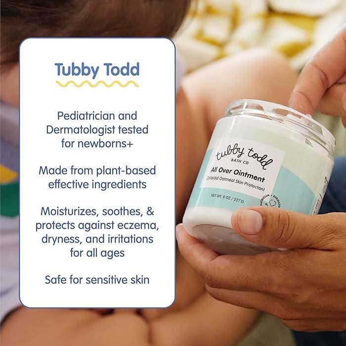 TUBBY TODD All Over Ointment - Baby Eczema Cream, Everyday Multi-Purpose Sensitive, Dry, Irritation Baby Skin Relief Cream, Steroid & Gluten Free, Fragrance Free, 3.5 oz & 8oz, 2 Pack - Image 3