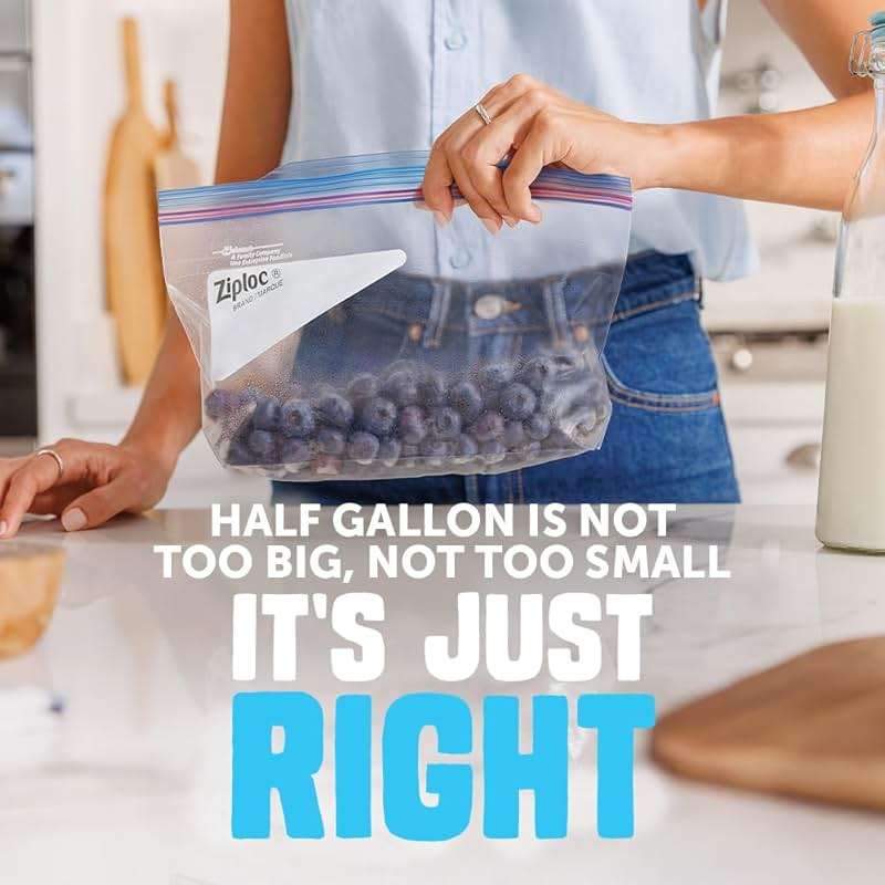 Ziploc Half Gallon Food Storage Freezer Bags, Easy Open and Close, 40 Bags Total - Image 4
