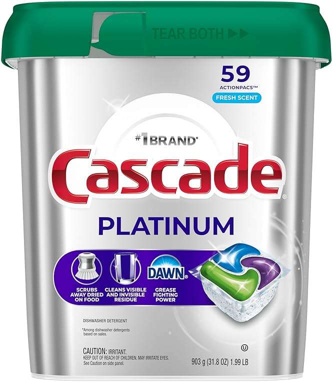 Cascade Platinum Dishwasher Pods, Dishwasher Detergent, Dish Detergent Soap, Fresh, 59 Count - Image 9
