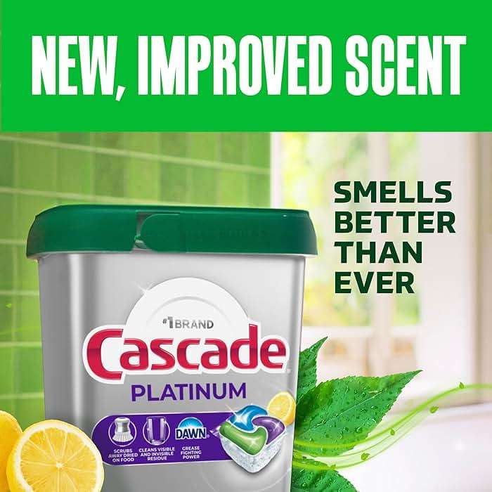 Cascade Platinum Dishwasher Pods, Dishwasher Detergent, Dish Detergent Soap, Lemon, 59 Count - Image 7