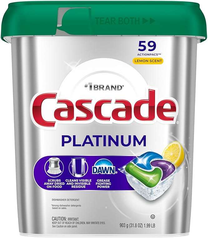 Cascade Platinum Dishwasher Pods, Dishwasher Detergent, Dish Detergent Soap, Lemon, 59 Count - Image 9