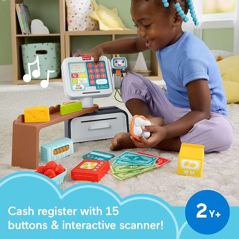 Fisher-Price Toddler Learning Toy Laugh & Learn Count & Shop Cash Register Play Store with 20 Pieces for Pretend Play Kids Ages 2+ Years - Image 2