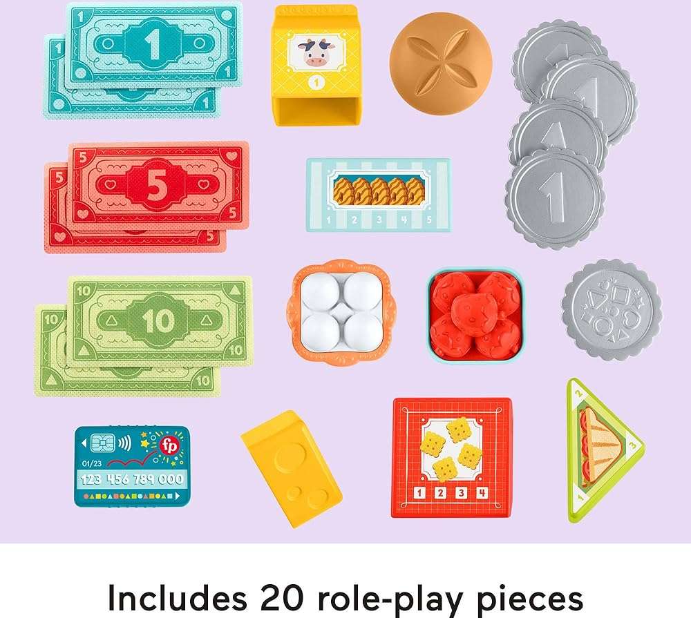Fisher-Price Toddler Learning Toy Laugh & Learn Count & Shop Cash Register Play Store with 20 Pieces for Pretend Play Kids Ages 2+ Years - Image 5