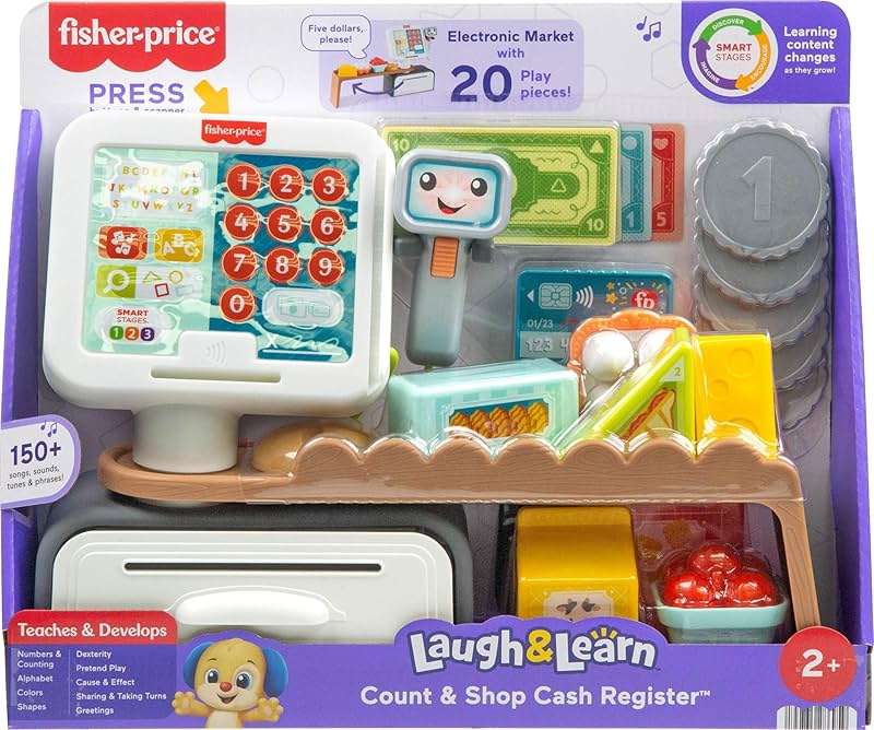 Fisher-Price Toddler Learning Toy Laugh & Learn Count & Shop Cash Register Play Store with 20 Pieces for Pretend Play Kids Ages 2+ Years - Image 6