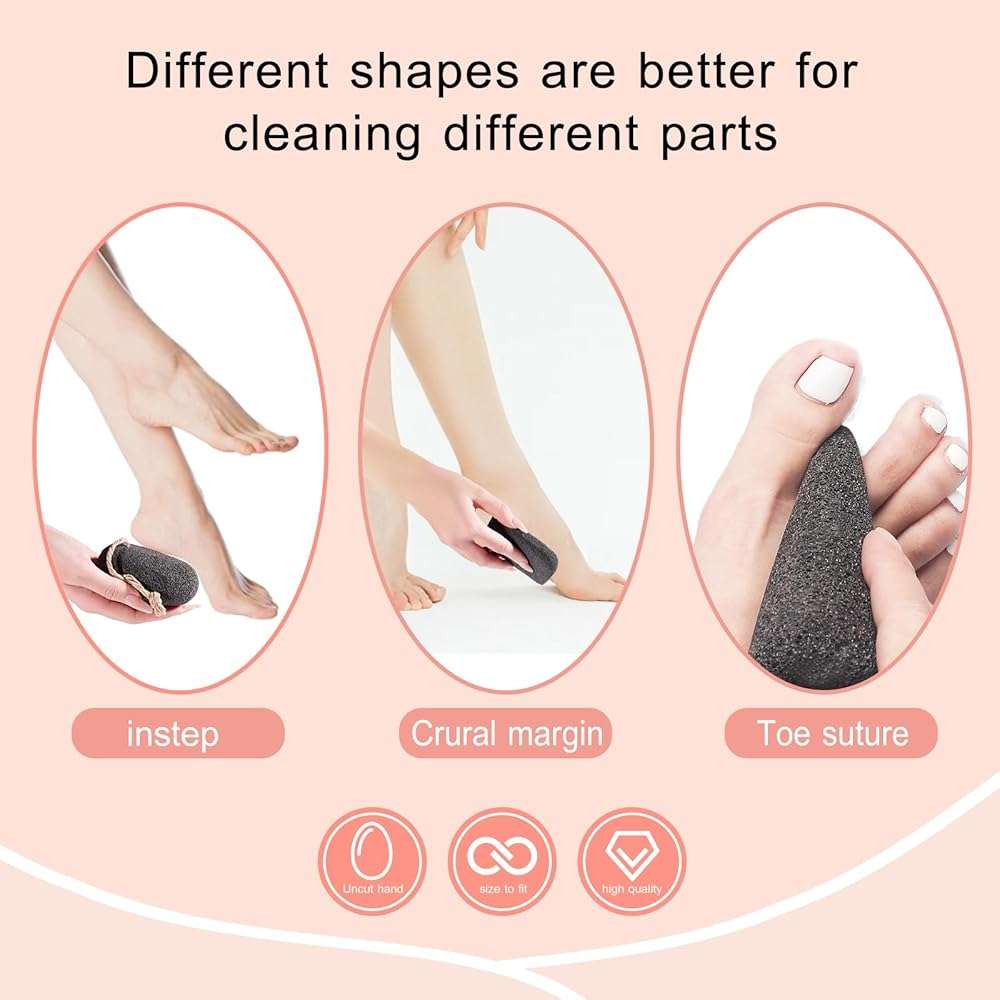 SAMEBUTECO 3 Shapes Natural Volcanic Pumice Stone for Feet Pumice Cleaning Stone for Sole of The Foot,Edges of The Foot,Toe Seams,Foot Scrubber for Dead Skin Remover Deep Clean - Image 3