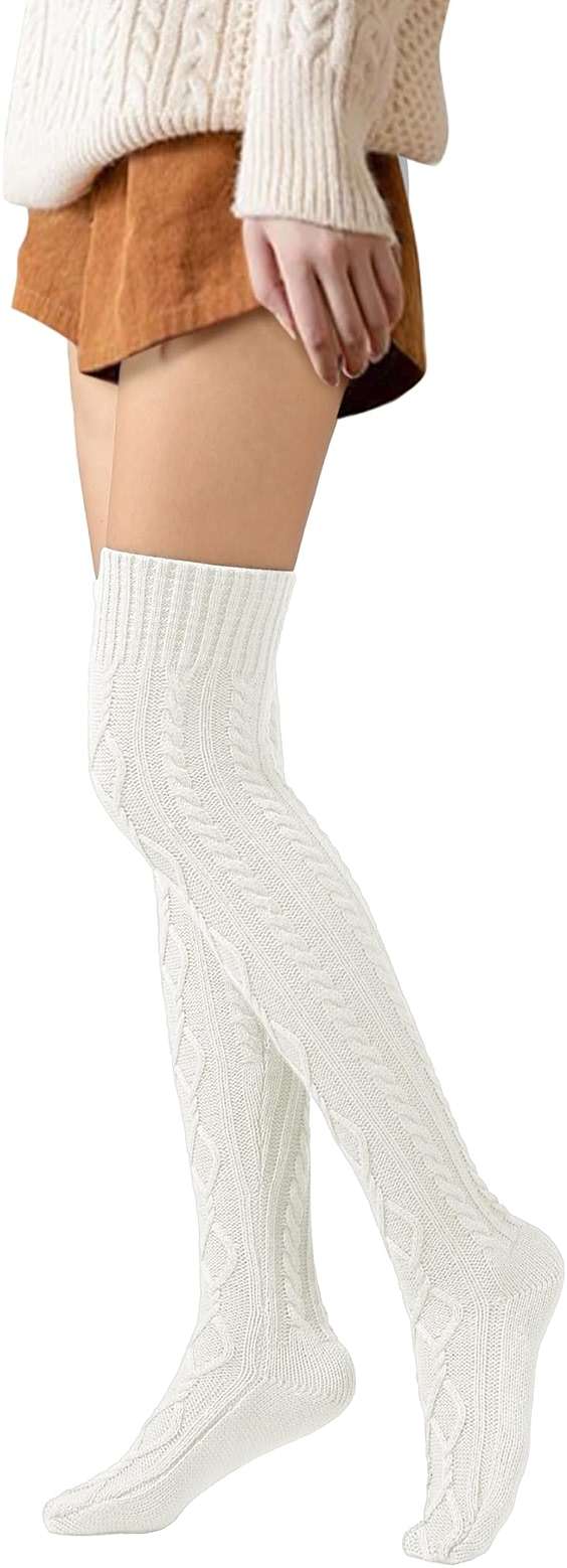 Buauty Women's Thigh High Socks Cable Knitted Knee High Socks Over The Knee Leg Warmers Extra Long Winter Stockings Fashion - Image 2