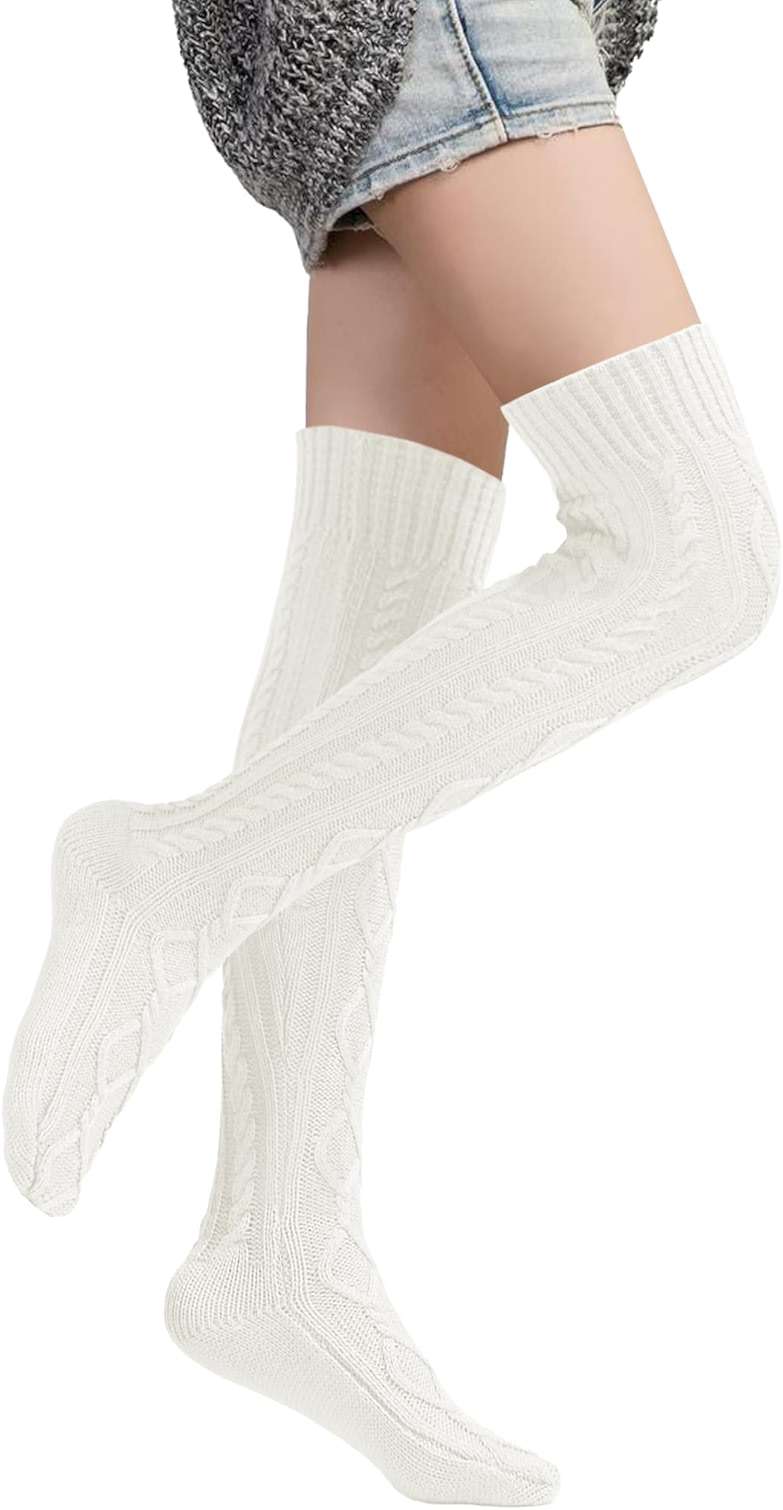 Buauty Women's Thigh High Socks Cable Knitted Knee High Socks Over The Knee Leg Warmers Extra Long Winter Stockings Fashion - Image 3