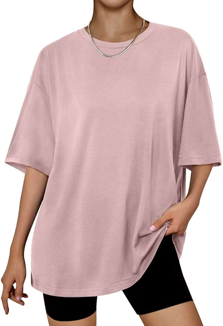 Trendy Queen Womens Oversized Summer T-Shirts Plus Size Short Sleeves Workout Tops - Image 1