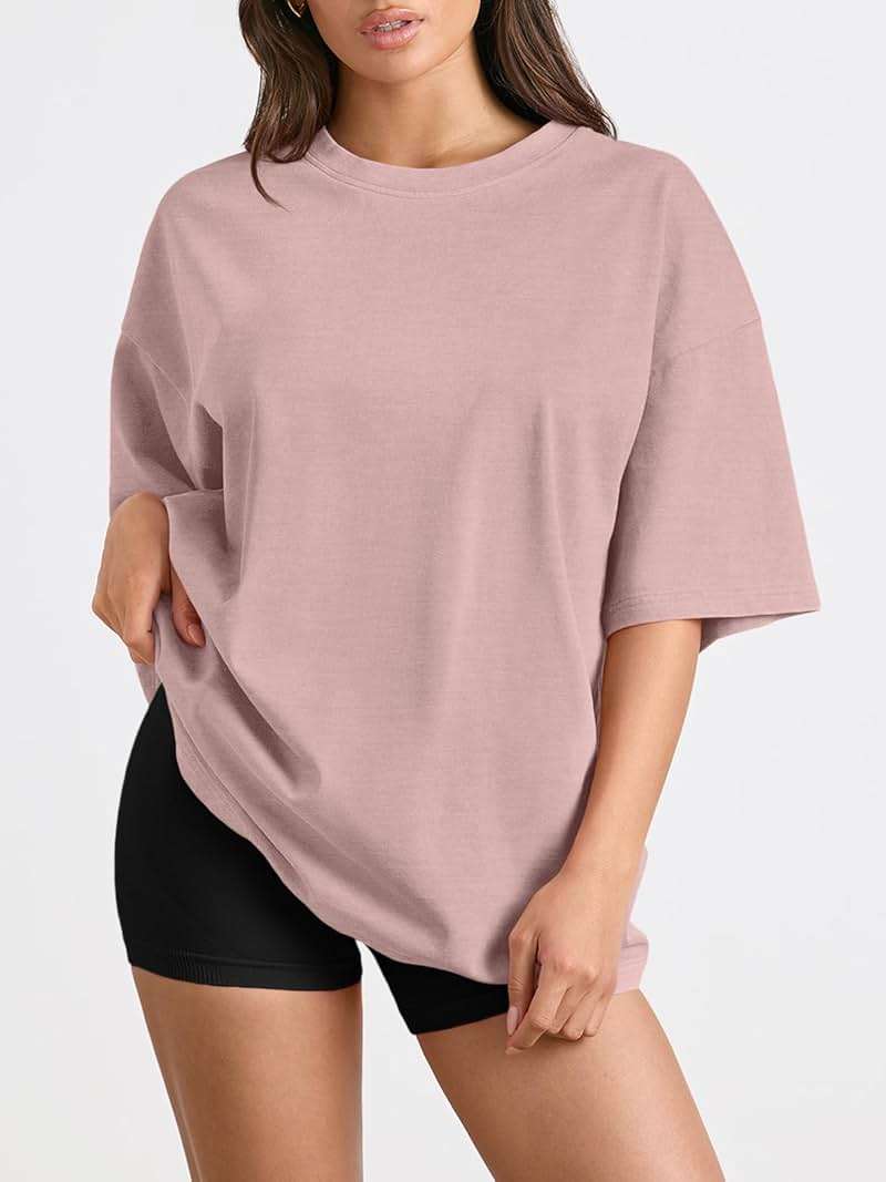 Trendy Queen Womens Oversized Summer T-Shirts Plus Size Short Sleeves Workout Tops - Image 2