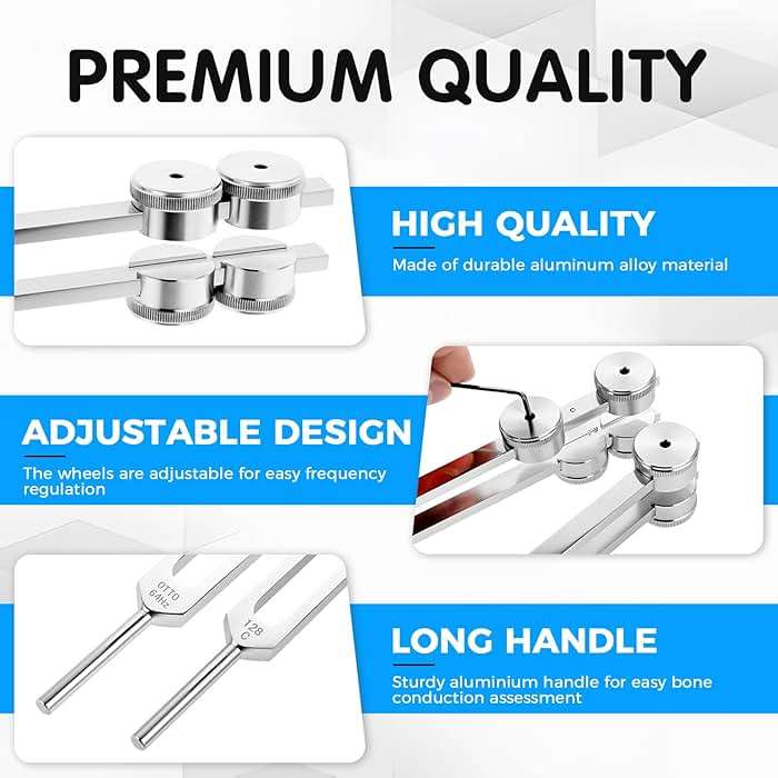 32 Hz 48 Hz 64 Hz and 128 Hz Otto Tuner Weighted Tuning Forks of 4 for Healing, Sound Therapy, stress alleviation, relaxation, with Handbag, Hammer and Wrench - Image 2