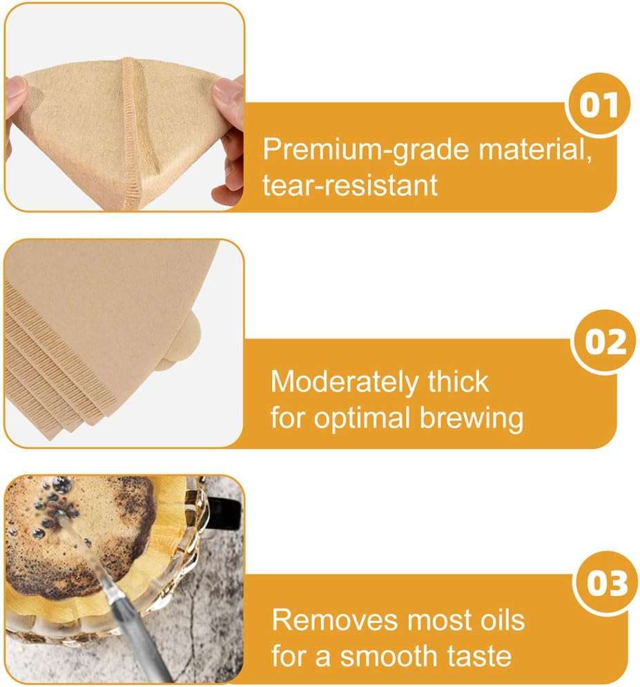 Coffee Filters #4, Coffee Filters 4 Cone Paper, Unbleached, Brown, 8-12 Cup, Number 4 Coffee Filter, 100 Count - Image 5