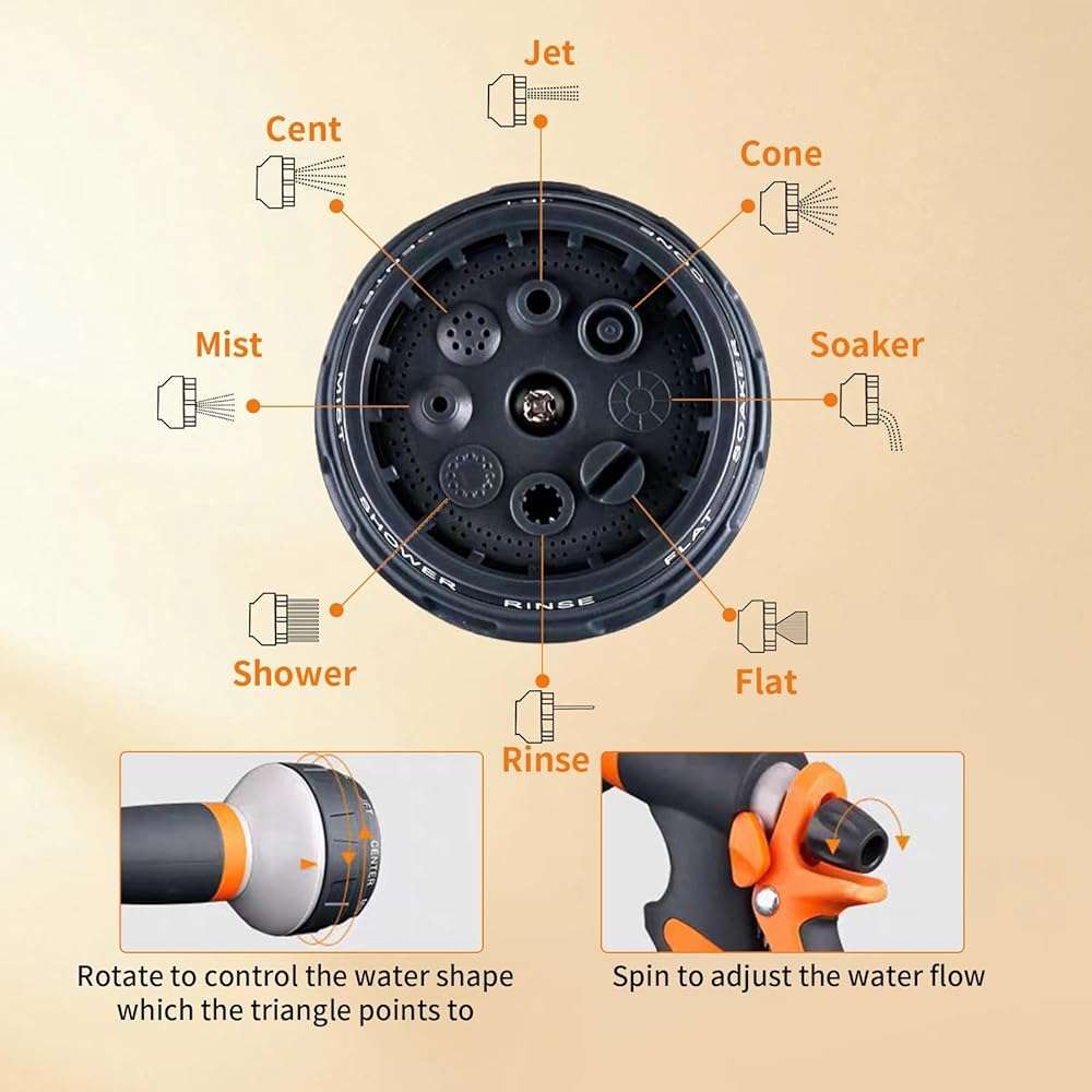 Garden Hose Nozzle Sprayer,Water Hose Sprayer with 8 Adjustable Spraying Modes,2 Pack High Pressure Nozzle Sprayer,Leak Proof Hand Sprayer for Watering Plants, Car and Pet Washing - Image 5