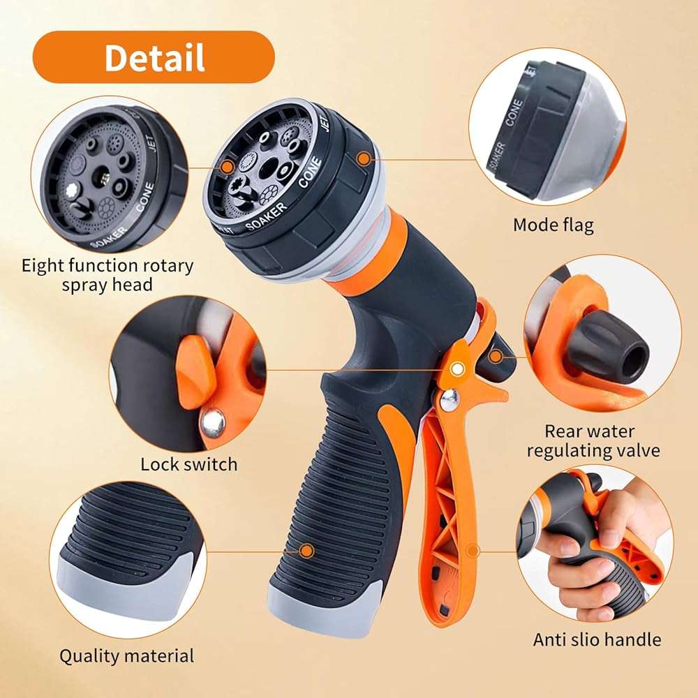 Garden Hose Nozzle Sprayer,Water Hose Sprayer with 8 Adjustable Spraying Modes,2 Pack High Pressure Nozzle Sprayer,Leak Proof Hand Sprayer for Watering Plants, Car and Pet Washing - Image 6