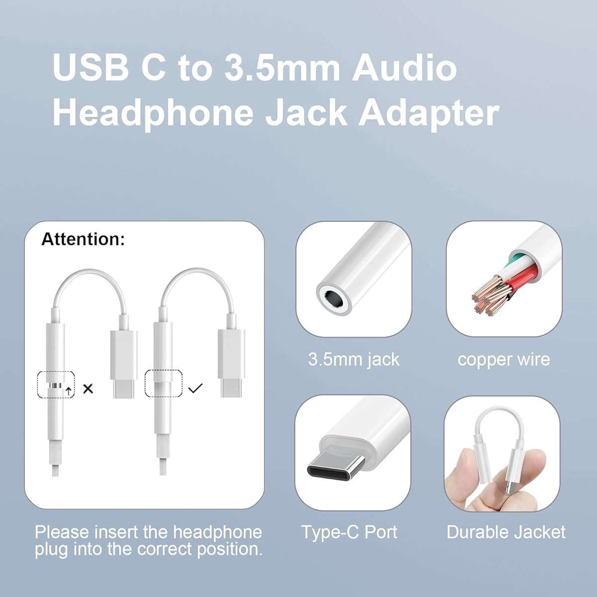 Duyasurs 2 Pack USB C to 3.5mm Headphone Jack Adapter, USB C to Aux Audio Dongle Cable Cord Compatible with iPhone 17/16/15 Pro/15 Pro Max, iPad Pro, MacBook, Samsung S21-24, Pixel 7/6/5 - Image 5