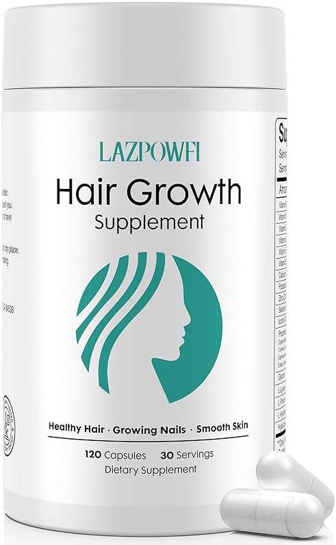 Lazpowfi Hair Growth Products, Biotin 10000mcg, 30-in-1 with Vitamin A, B3, C, D, E, Calcium, Hair Growth Supplement, Supports Hair & Nails Natural Growth Vitamins, for Women & Men - 30 Servings - Image 1