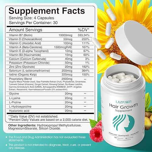 Lazpowfi Hair Growth Products, Biotin 10000mcg, 30-in-1 with Vitamin A, B3, C, D, E, Calcium, Hair Growth Supplement, Supports Hair & Nails Natural Growth Vitamins, for Women & Men - 30 Servings - Image 2