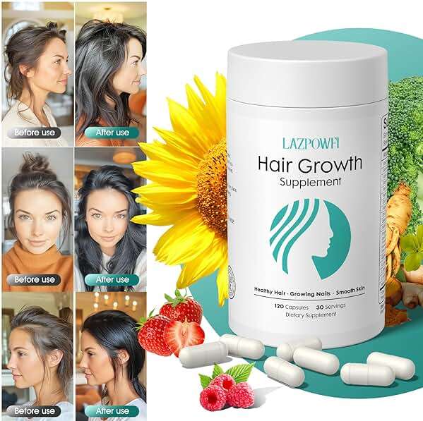 Lazpowfi Hair Growth Products, Biotin 10000mcg, 30-in-1 with Vitamin A, B3, C, D, E, Calcium, Hair Growth Supplement, Supports Hair & Nails Natural Growth Vitamins, for Women & Men - 30 Servings - Image 4