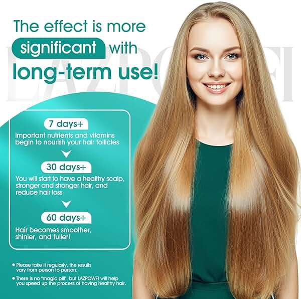 Lazpowfi Hair Growth Products, Biotin 10000mcg, 30-in-1 with Vitamin A, B3, C, D, E, Calcium, Hair Growth Supplement, Supports Hair & Nails Natural Growth Vitamins, for Women & Men - 30 Servings - Image 5