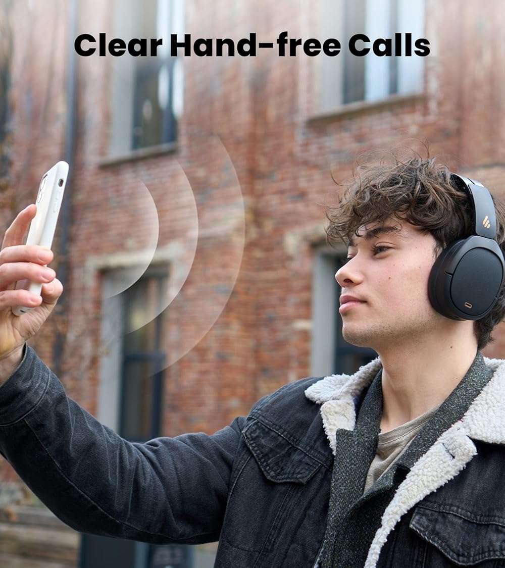 Edifier W80 Over Ear Headphones with -49dB Active Noise Cancelling, LDAC Hi-Res Wired & Wireless, AI Clear Call, Fast Charging, Multipoint Connection, Bluetooth V5.4 - Black - Image 4