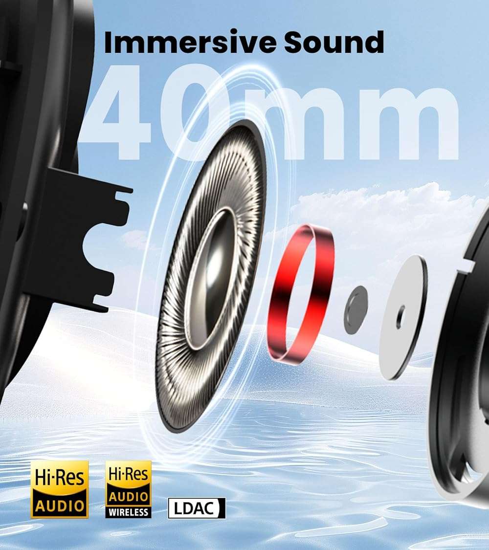 Edifier W80 Over Ear Headphones with -49dB Active Noise Cancelling, LDAC Hi-Res Wired & Wireless, AI Clear Call, Fast Charging, Multipoint Connection, Bluetooth V5.4 - Black - Image 5