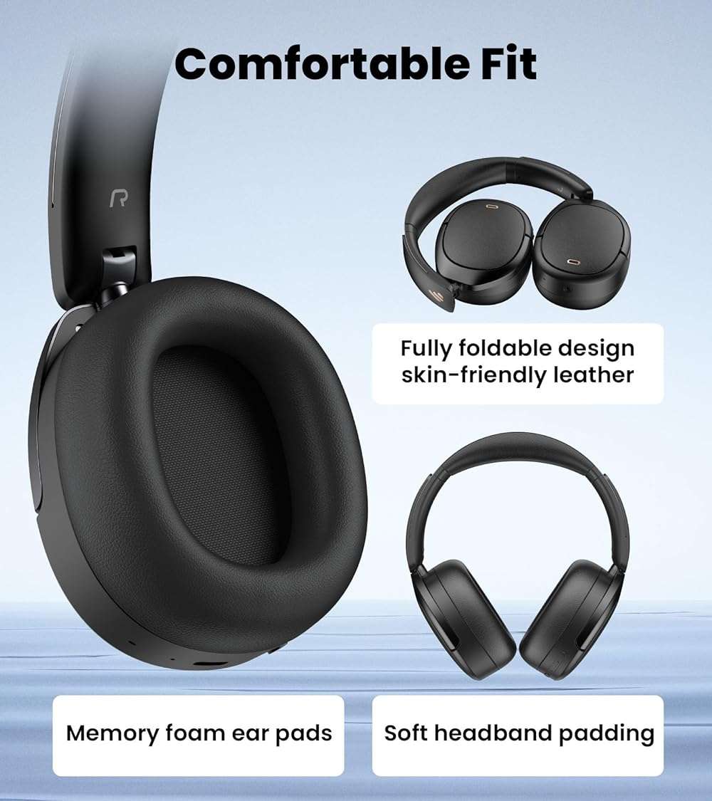 Edifier W80 Over Ear Headphones with -49dB Active Noise Cancelling, LDAC Hi-Res Wired & Wireless, AI Clear Call, Fast Charging, Multipoint Connection, Bluetooth V5.4 - Black - Image 6