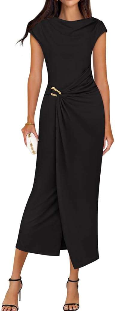 ZESICA Women's 2026 Summer Cap Sleeve Casual Bodycon Dress Elegant Wedding Guest Cocktail Party Formal Long Midi Dresses - Image 1