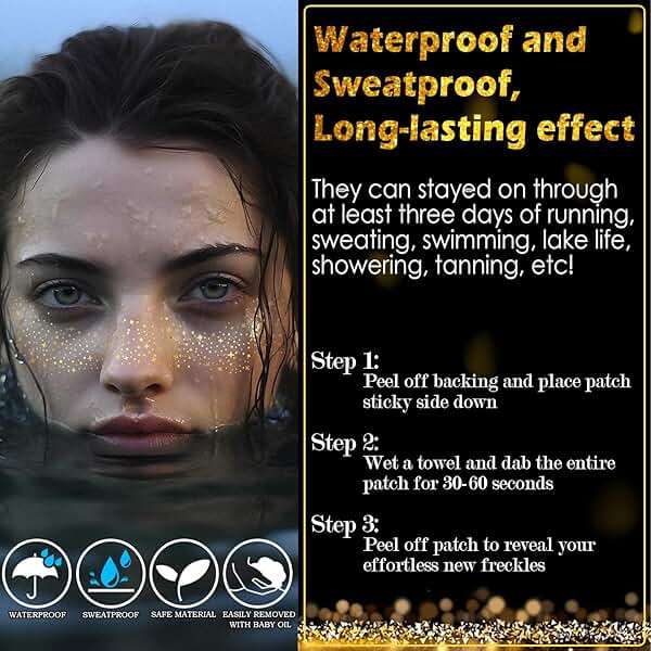 24pcs Gold and Silver Glitter Freckles Face Tattoo, Sparkle Freckles Temporary Face Tattoos, Face Glitter Makeup Patches for Women, Waterproof Makeup Accessories for Mardi Gras Festival - Image 2