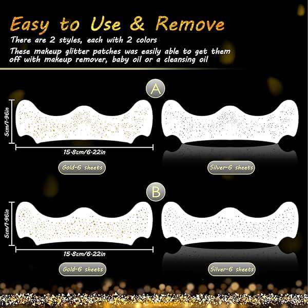 24pcs Gold and Silver Glitter Freckles Face Tattoo, Sparkle Freckles Temporary Face Tattoos, Face Glitter Makeup Patches for Women, Waterproof Makeup Accessories for Mardi Gras Festival - Image 5