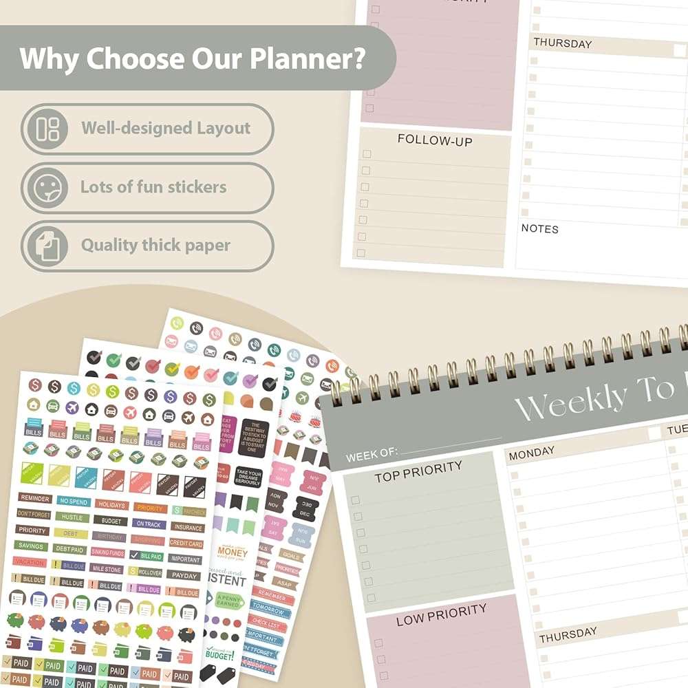 Weekly To Do List Notepad, Undated Planner with 52 Sheets (8.5''x11''), Desk Weekly Planner for Women & Man, Home School & Work - Image 6