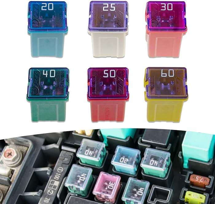 Arwrilt 6 PCS Car Jcase Fuse Assortment, 20A 25A 30A 40A 50A 60A Fuse Kit, Micro Internal Plug-in Fuse Combination Set, Universal Car Fuses Accessories Replacement, for Most Cars (Multicolored #Long) - Image 1