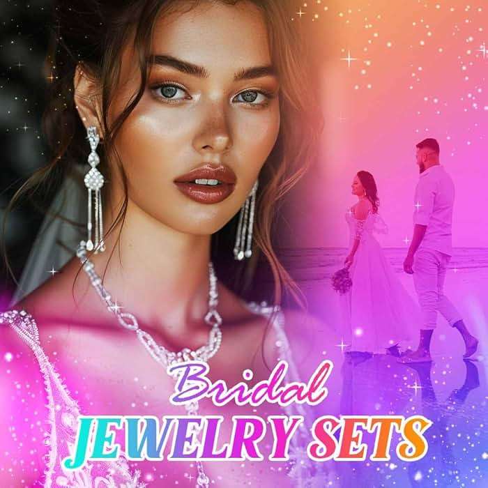 Unicra Silver Bridal Wedding Jewelry Sets Rhinestone Necklace Earrings Bracelet Set Prom Formal Costume Jewelry Sets for Women and Brides - Image 8