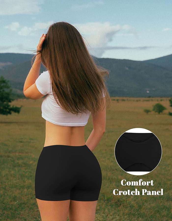 OLCHEE Womens Boyshorts Underwear Panties Seamless High Waisted Boxer Briefs 3.9" Inseam Comfy Stretch Shorts 5 Pack, Black, Large - Image 6