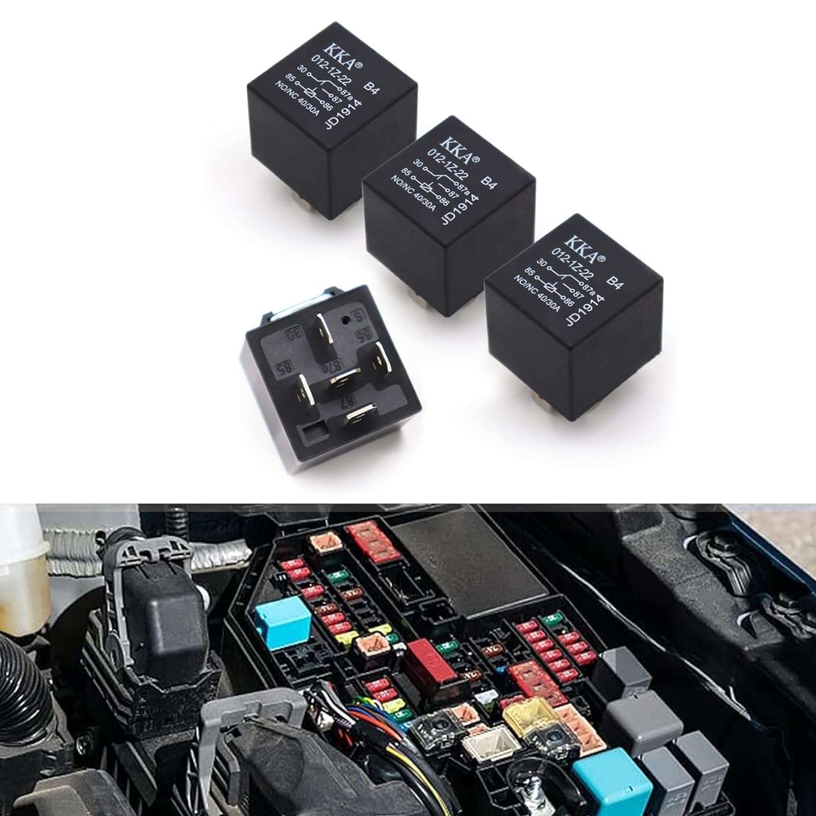 Arwrilt 4 PCS 40A Automotive Relays, 12V Waterproof 5-Pin DC Starter Relay for Cars, Multifunctional Relay for Car Boat Outboard Motor, Universal Automotive Replacement Accessories (Black) - Image 1